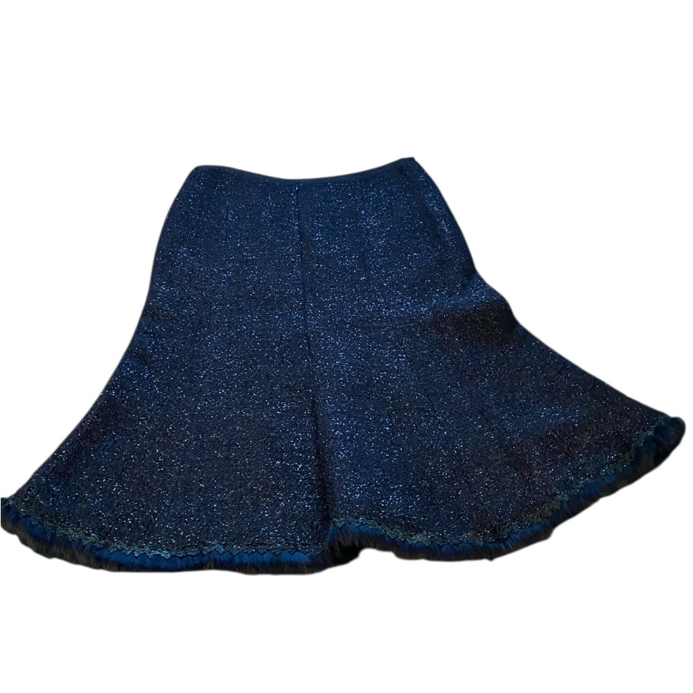 jax wool blend skirt with faux fur trim